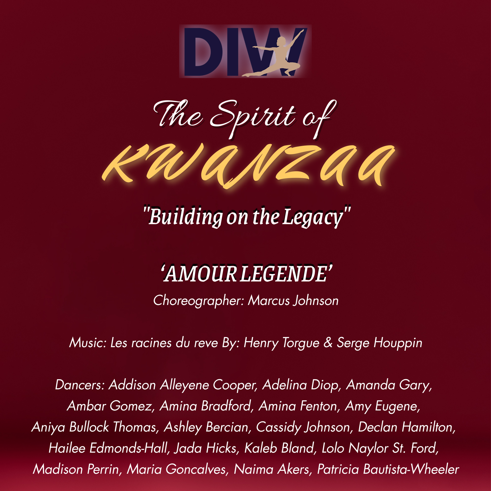 Promotional poster for 'The Spirit of Kwanzaa' event with text and logo on a red background.