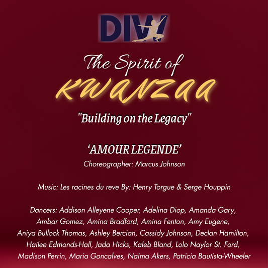 Promotional poster for 'The Spirit of Kwanzaa' event with text and logo on a red background.