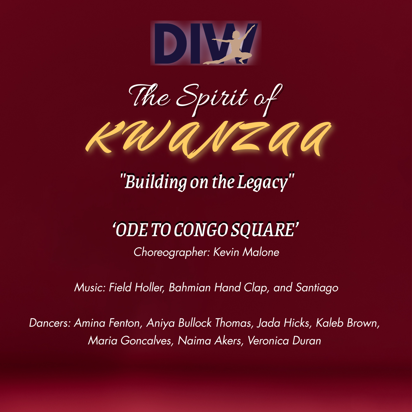 Promotional poster for 'The Spirit of Kwanzaa' with event details on a red background.
